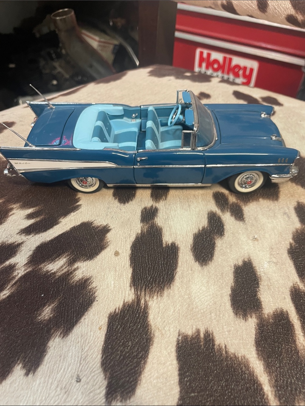 Danbury Mint Blue Convertible Model with Light Blue Interior
